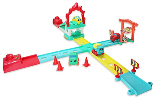 Circuit pour Voitures Mon Premier JC Toys 81508 avec 4 véhicules et rampe multicolore pour bébé