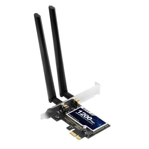 REKONG AC1200 PCIe WiFi Card for Desktop PC, Low Profile for Small Case, Dual Band Wireless Adapter with Bluetooth 5.1, High Gain Antennas, Supports Windows 7/10/11 for Gaming & Office
