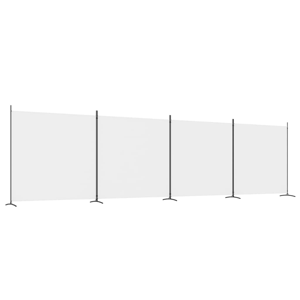 vidaXL 4-Panel Room Divider Folding Privacy Protection Screen Room Separator Paravent Wall Partition Panel Screen Dressing Wall White Fabric