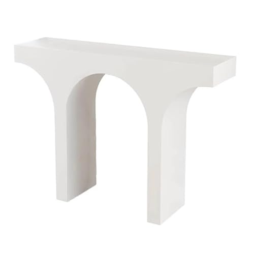 Moderna chimenea rodeada estrecha para porche, mesa consola con almacenamiento, pequeñas mesas de vestíbulo para entrada de hotel (blanco, 120 x 30 x 85 cm)