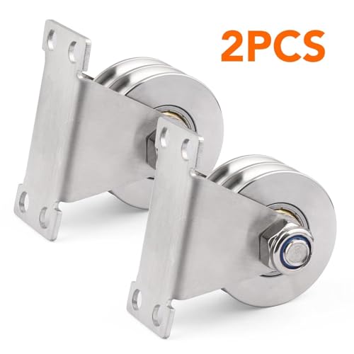Set di pulegge da parete in acciaio inox, 2 pezzi, pulegge con cavo a doppia scanalatura con cuscinetti duplex per allenamenti in palestra e routine di esercizi, design resistente alla ruggine