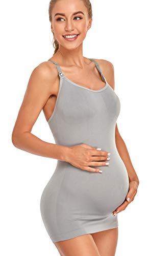 Gxxge 4Pack Women's Nursing Tank Top Cami Nursing Maternity Bra Breastfeeding Shirts With Adjustable Straps Black Beige Grey White X-Large #TOP4