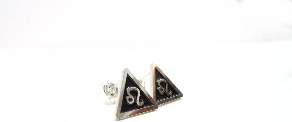 Sterling Silver Triangle Zodiac Stud Earrings, Astrology Earrings Aries, Taurus, Gemini, Cancer, Leo, Virgo, Libra, Scorpio, Sagittarius, Capricorn, Aquarius Pisces