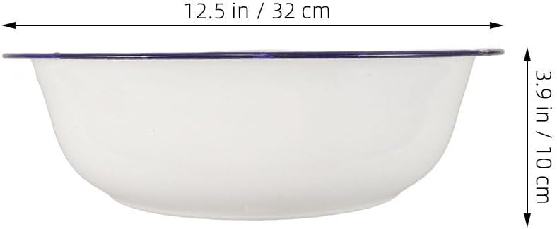 Vintage Enamel Wash Basin, 12.59 Inch Foot Soaking Basin, Multi-Use Enamelware for Face Washing, Foot Bath, Laundry, Kitchen, and Bathroom, Church Ceremony & Farmhouse Decor Metal Tub Bowl