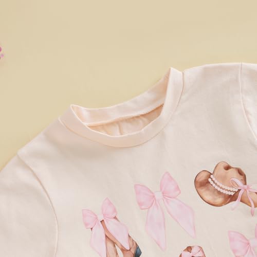 Image of Kayotuas Toddler Girl Summer Outfits Bow Embroidery Short Sleeve T-shirt and Sparkle Tutu Skirt Cute Sister Matching Dresses