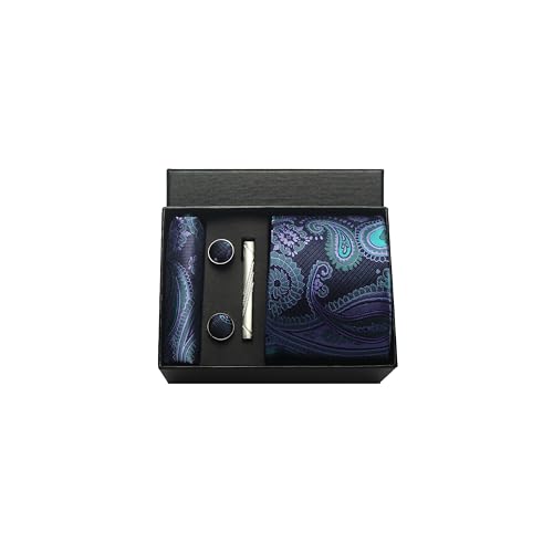 Image of Paisley Floral Mens Tie Formal Necktie Pocket Squares Ties Clips Cufflinks Classic for Men Set