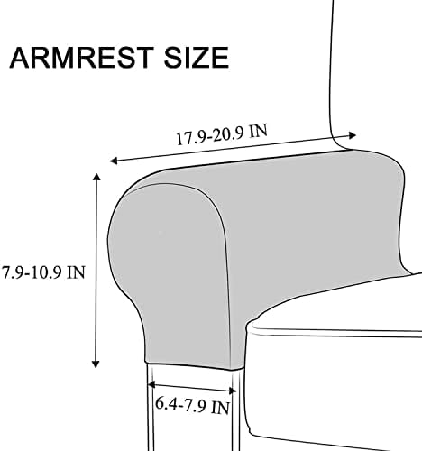 NEKOSUKI Armrest Chair Covers, Set of 2 Jacquard Stretch Armchair Covers with Twist Pins for Arms, Anti-Slip Spandex Polyester Sofa Chair Arm Caps Slipcovers for Furniture Protector (Light Gray)