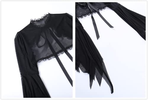 Image of Bolero Shrug Top Trad Goth Black Shawls and Wraps for Evening Dresses Short Cardigan