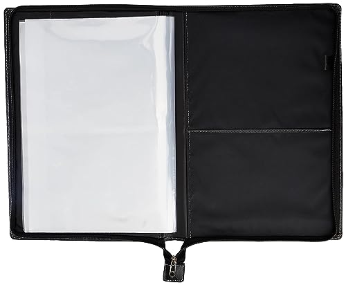 Image of COI Black Faux Leather File and Folder for Certificate and Document for Student Portfolio with Zip Expending (Black) 20 Leaf