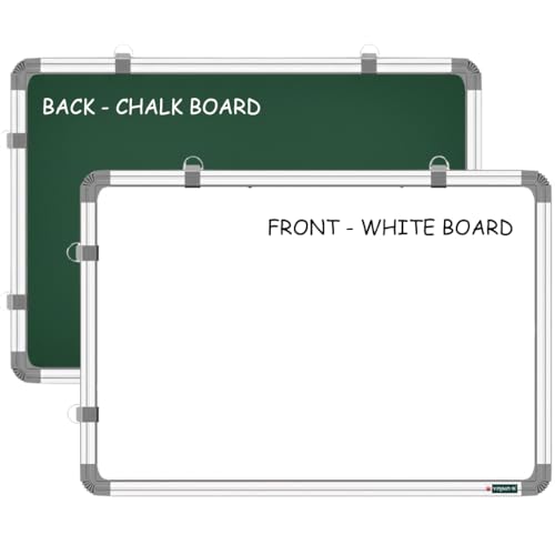 YAJNAS Non Magnetic 4x5 Feet Double Sided White Board and Chalk B...