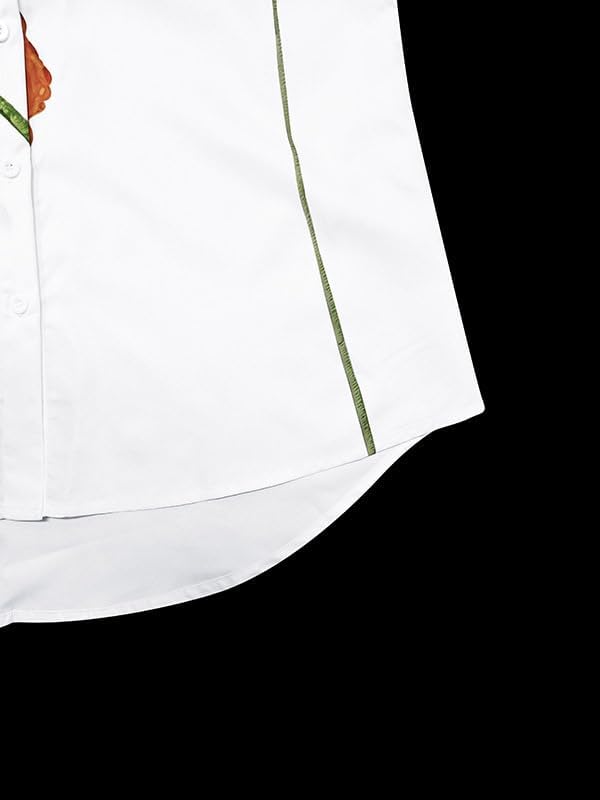 UOOZEE Women's Loose Fit Button Down Shirts Floral Long Tied Sleeve V Neck Dressy Casual High Low Blouses - Image 6