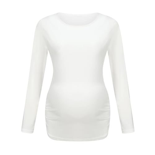 Premamá Tops Camiseta Materna de Manga Larga Mujeres cómodo Cálido Basic Color sólido Camiseta Jersey Interior térmica Algodón Ropa Premamá de Primavera Otoño Regalo Durante el Embarazo