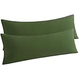 NTBAY Body Pillow Cases Set of 2, 2 Pack Brushed Microfiber 20x54 Pillow Cases, Soft, Wrinkle, Fade, Stain Resistant Olive Green Pillow Cases with Envelope Closure, 20x54 Inches, Olive Green