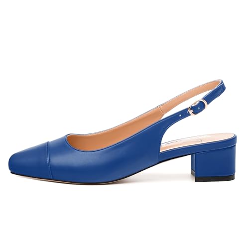 Womens Sqaure Toe Block Heel Slingback Pumps2