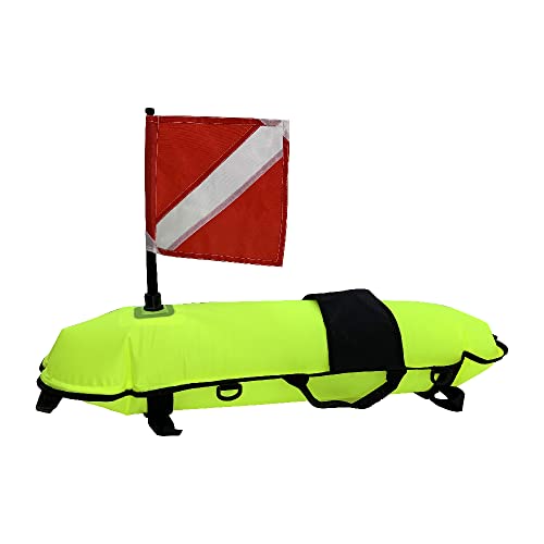 NC Torpedo Buoy Float for Scuba Diving Spearfishing Freediving Snorkeling and Swimming with Dive Flag (Neon Yellow)