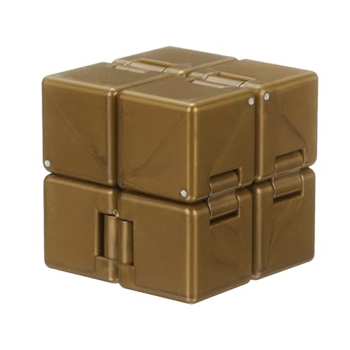 HEARTOOL Fidget Magic Cube Toys Mini Stress Release Finger Flip Cube Toy, ABS Stress Relieving & Handheld Fidget Magic Game in Box Perfect for Adults (Gold)