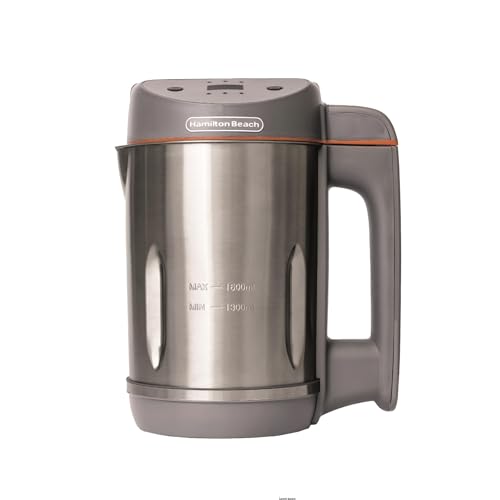 Hamilton Beach 3-in-1 Soup Maker Smoothie Blender & Jam Maker 1.6L Easy Read Angled Digital Display Auto-Stir & Overspill Sensor Makes 4-6 Portions of Soup Easy Clean Grey - HBSM003G