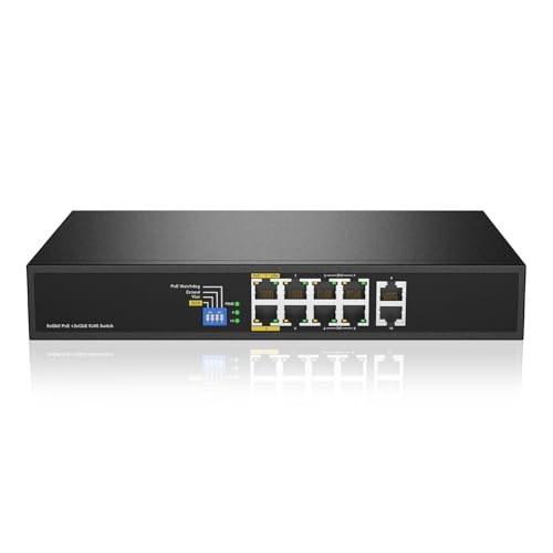 Image of 8 Port Full Gigabit PoE++ Switch, 4 BT 90W & 4 AT 30W Ports, 2 Gigabit Uplink, Total Budget 200W, 802.3af /at /bt Compliant, Compatible with PTZ PoE IP Cameras, VOIP Phones, AP, PoE Light