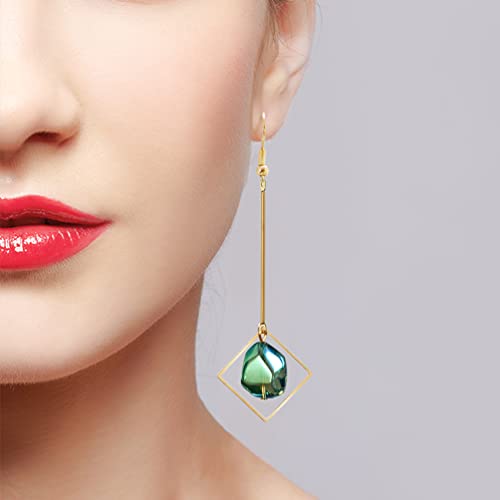 Mismatch Asymmetry Colorful Glass Drop Dangle Earrings-Simplicity Fashion Geometric Abstract Earrings for Women3
