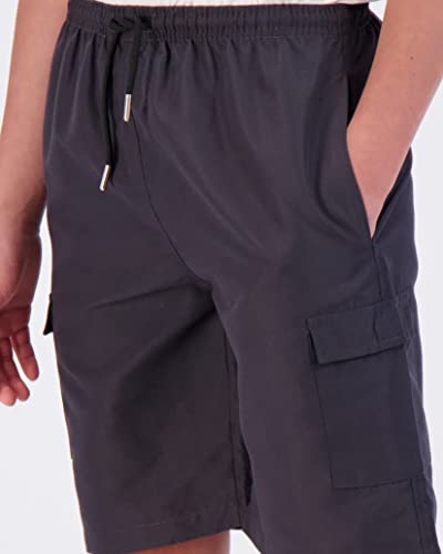 Real Essentials 3 Pack: Boy's Swim Trunks with Cargo Pockets & Mesh Lining - UPF 50+4