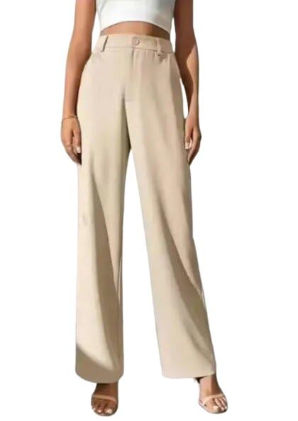 Classic Women Elegant Cotton Blend Trousers for Office Casual Travel and Daily Comfort Beige XL-picture-45