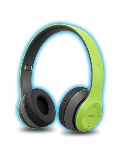 Tazky Wireless Bluetooth Headphones, Over-Ear Headset with Mic, BT 5.0, Fast Charging, Long Battery Life, Multi-Function for Gaming, Music, Gym, Running, Travel (Green)