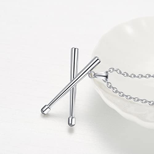 Rock Drum Stick Pendant Necklace for Men Stainless Steel Cross Drumstick Necklace, Drummer Music Charm Memorial Keepsake Jewelry2
