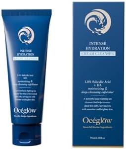 Oceglow Intense Hydration Face Wash for Acne Prone Skin, 1.8% Salicylic Acid with Hyaluronic Acid | Pore & Dark Spots Clearing Face Wash for Women & Men - 75ml