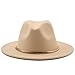 Fedora-Hut mit breiter Krempe, einfacher Kirchen-Derby-Zylinder, Panama-Filz-Fedoras-Hut für Männer und Frauen, künstliche Wollmischung, Jazz-Kappe, 56–58 cm, beige