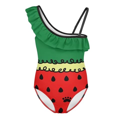 Image of Girls One Piece Bathing Suit,Slim-Fit Ruffle Strap Swimsuit with Adjustable Strap Quick Dry Summer Beach Swim Suit