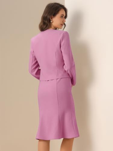 Image of Allegra K Women's Suit Dress Set Cropped Blazer Sleeveless Mermaid Dress