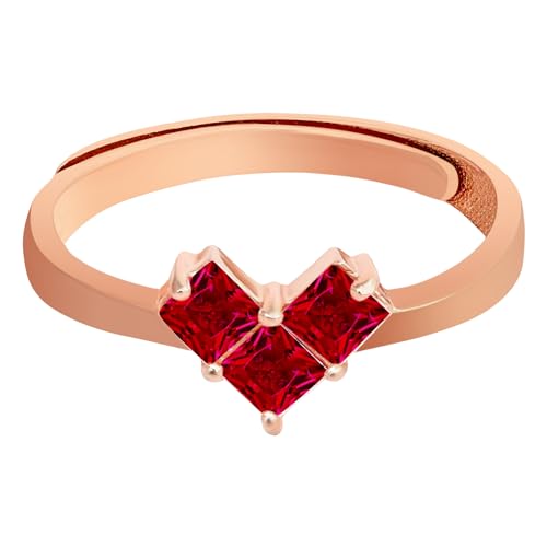 ZAVYA 925 Sterling Silver Red Cubic Zirconia CZ Heart Designer Rose Gold Plated Ring | Gift for Women & Girls | With Certificate of Authenticity & 925 Hallmark (B0BJ2RMBVX) Amazon Price History, Amazon Price Tracker