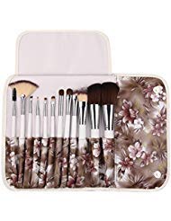 UNIMEIX Makeup Brushes12 Pieces Professional Makeup Brush Set Powder Fan Contour Concealer Brushes With Soft Azalea Flower Bag (Coffee)
