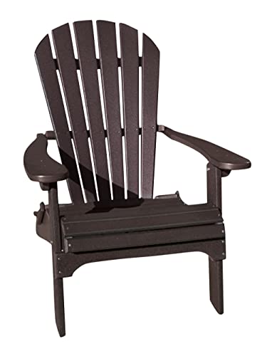 Phat Tommy Foldable Adirondack Chair - Poly Adirondack Chair Folding - HDPE, Heavy Duty, Recycled Plastic - All Weather Outdoor Furniture for Your Deck, Front Porch, or Patio, Brown