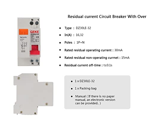 RCBO 1P+N 20A Interruptor diferencial residual GUMMMY DZ30LE-32 para cuadro eléctrico de 230V 3