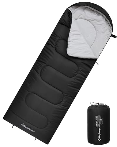 KingCamp Sacco a Pelo 3-4 Stagioni Gemellabile, Sacco a Pelo Invernale Estivo da Campeggio Impermeabile Compatto Leggero Portatile, Sacchi a Pelo Adulti Trekking Camping Zaino Viaggi Escursionismo