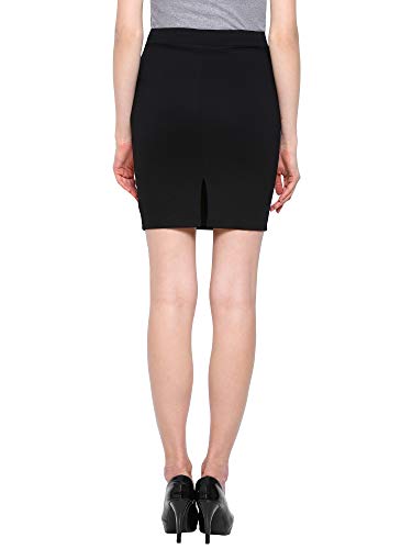 Image of ShopOlica Women's Solid Mini Pencil Skirt with Front Pockets