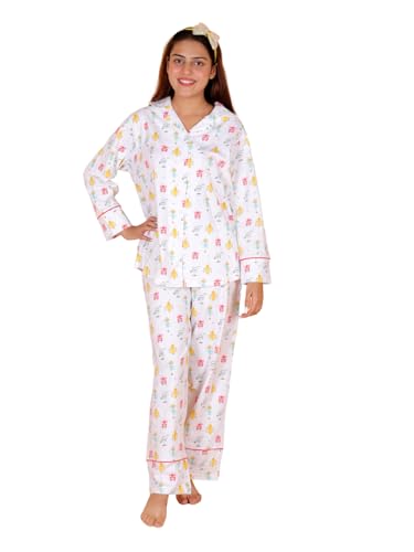 Image of The Mom Store Pajama Set for Women | Soft Cotton Breathable Nightwear for Comfortable Sleep | Stylish Elegant Sleep Suit & Lounge Wear for Womens | Everyday Nightsuit | Shirt Pyjama Set for Women