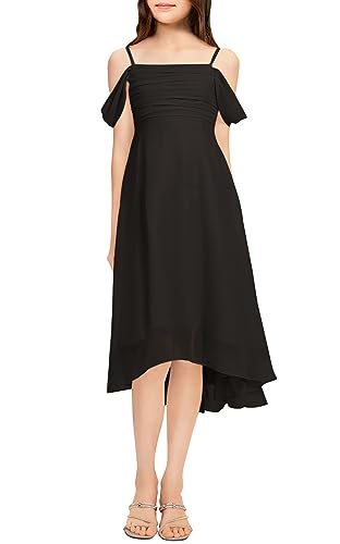 Imily Bela Girls Cold Shoulder Junior Bridesmaid Dresses Asymmetrical Chiffon Wedding Party Gown Dress2