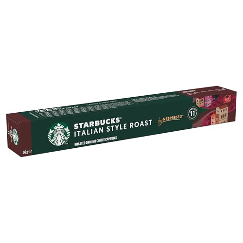 Image of STARBUCKS by Nespresso Italian Style Roast By Nespresso Dark Roast Coffee Pods (Pack Of 1, Total 10 Capsules), 56 Gram