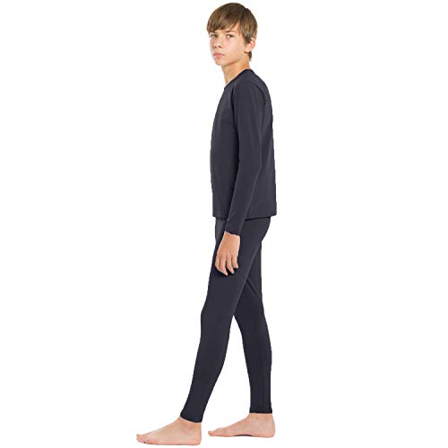 ViCherub Thermal Underwear Set for Boys Long Johns Fleece Lined Kids Base Layer Thermals Sets Boy Charcoal S