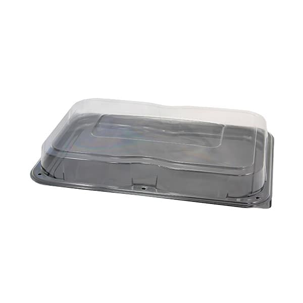 25 Bandejas de Plástico, 55x37cm, Color Negro, Bandejas Reutilizables, con Tapa, Platos para Aperitivos, Catering o Eventos, Restaurante y Hostelería