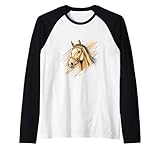 Cabeza de caballo con rayas dinámicas - Deportes ecuestres Camiseta Manga Raglan