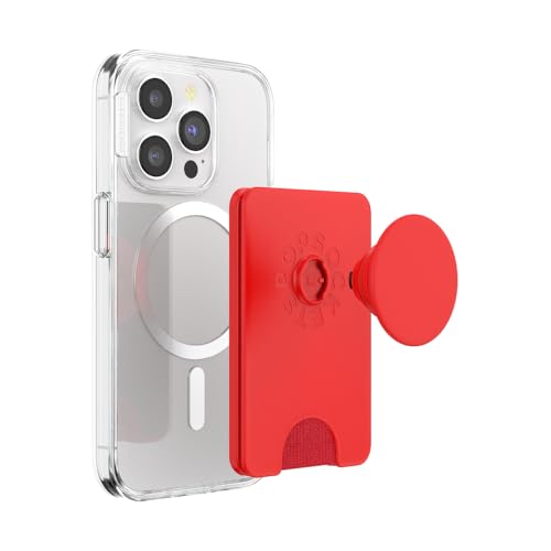 Image of PopSockets Phone Wallet for MagSafe, Phone Card Holder with Grip, Red - Rosso