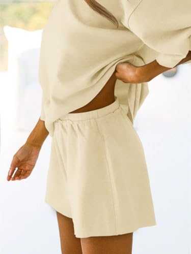 Image of Tankaneo Womens Pajama Sets 3 /4 Sleeve Oversized Tops & Loose Fit Shorts Lounge Set with Pockets Loungewear