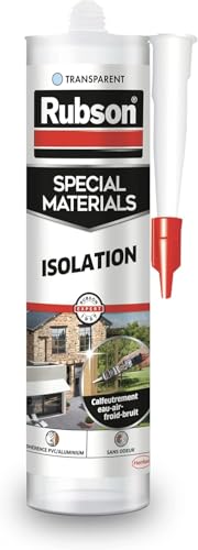 Rubson | Mastic Special Materials Isolation Transparent (cartouche de 280 ml) – Joint silicone pour isolation thermique et isolation phonique –...