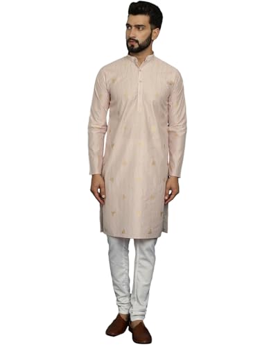 Image of SOJANYA (Since 1958 Men's Jacqard Silk Kurta & White Pyjama Set