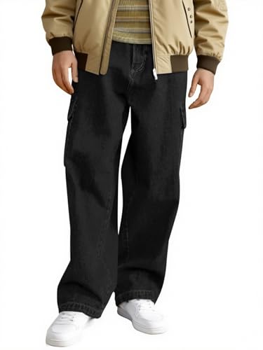Pantalon cargo baggy pour garçons 5-14 ans, pantalon décontracté ample anti-compression