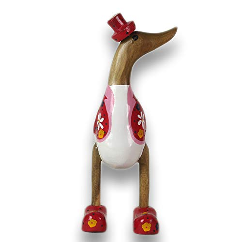 ART-CRAFT Holz Ente Lauf Ente Gartendeko Figur aus Bambus Wurzel und...