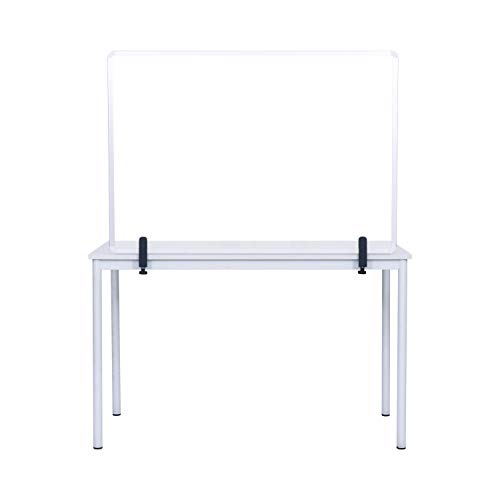 Image of Bi-Office Protector Desktop Glass Board with Clamps, Aluminium Frame, 90 x 60 cm
